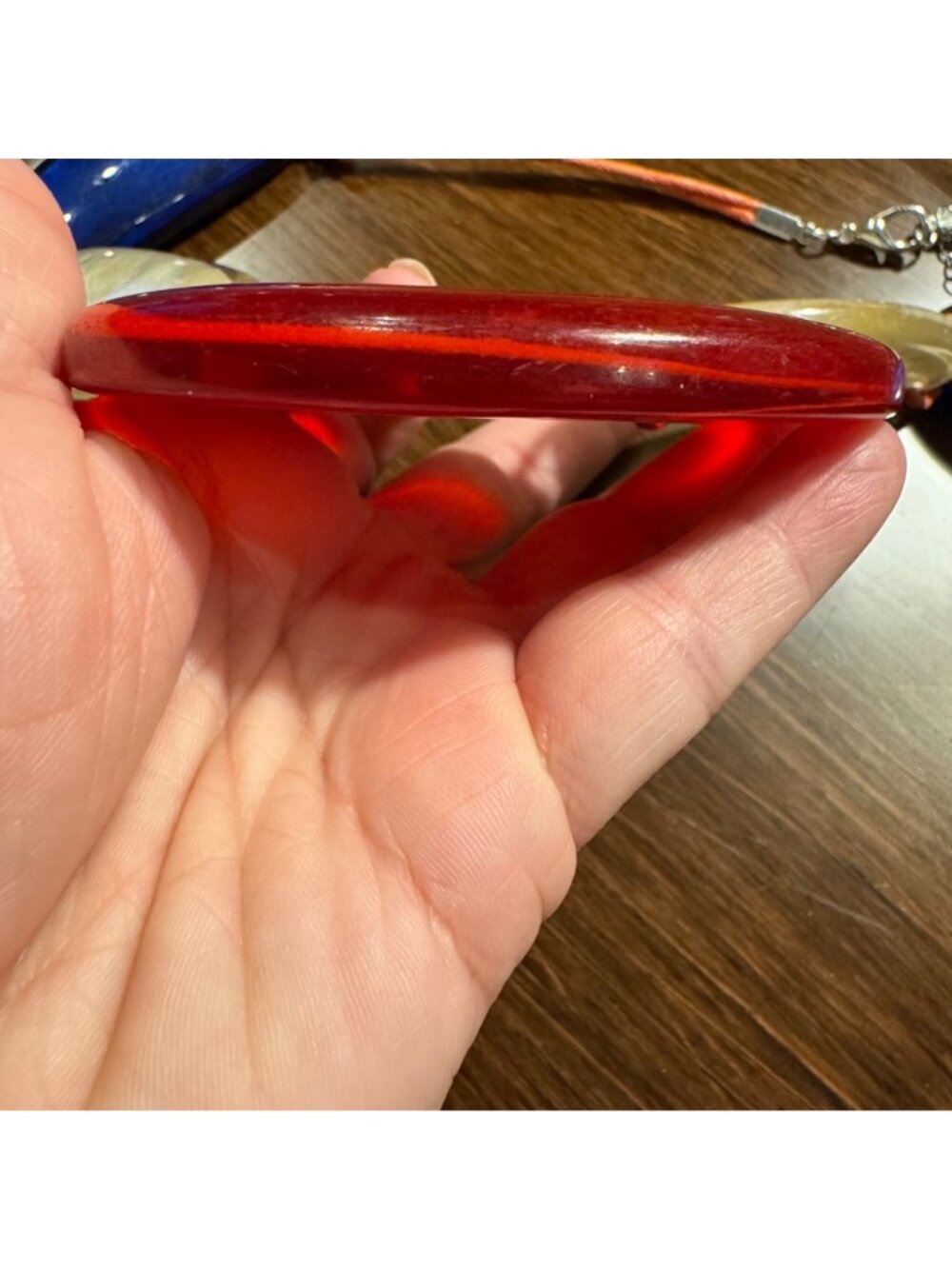 Red White & Blue Lucite Bib Necklace With Adjustable Length Vintage - Picture 5 of 8